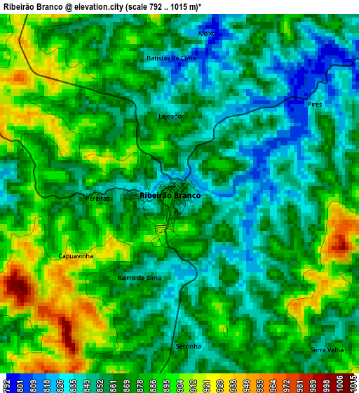 Ribeirão Branco elevation map