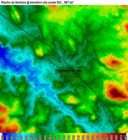 Riacho de Santana elevation map