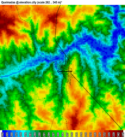 Queimadas elevation map