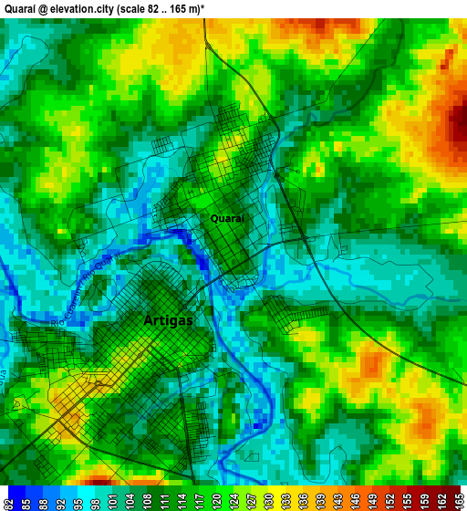 Quaraí elevation map