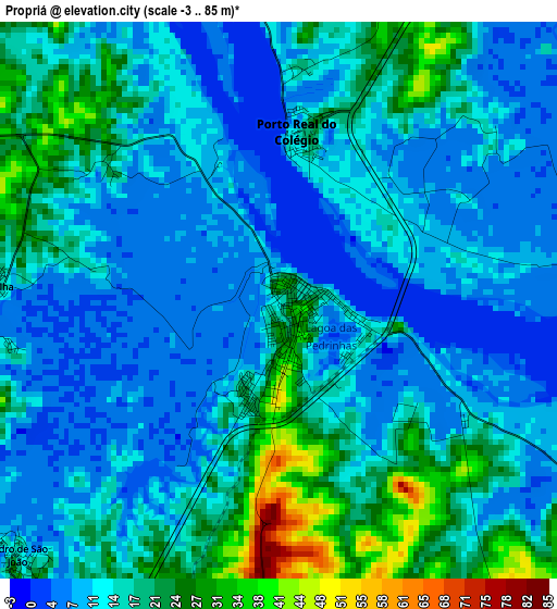 Propriá elevation map