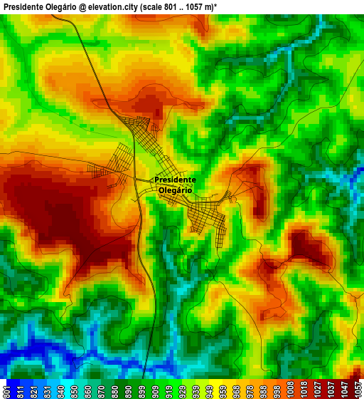 Presidente Olegário elevation map