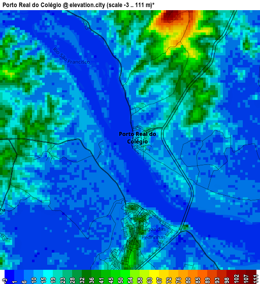Porto Real do Colégio elevation map