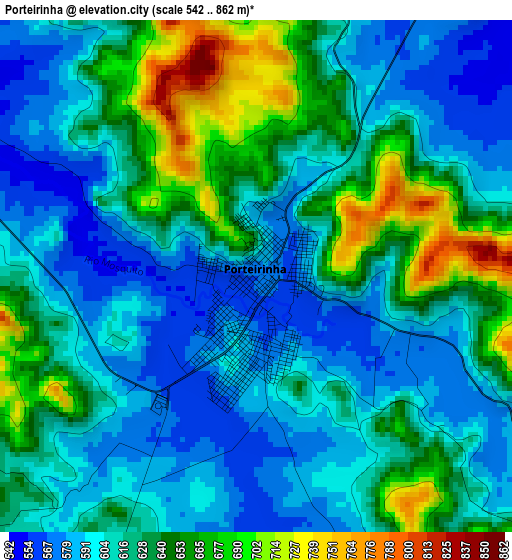 Porteirinha elevation map