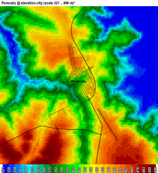 Porecatu elevation map