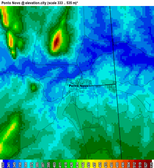 Ponto Novo elevation map