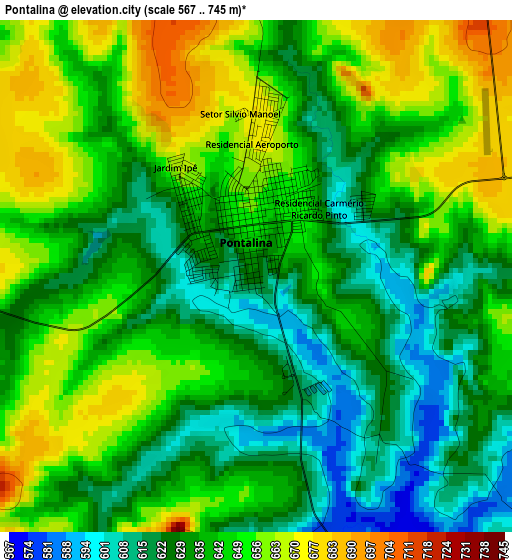 Pontalina elevation map