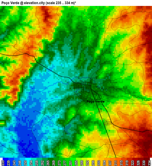 Poço Verde elevation map