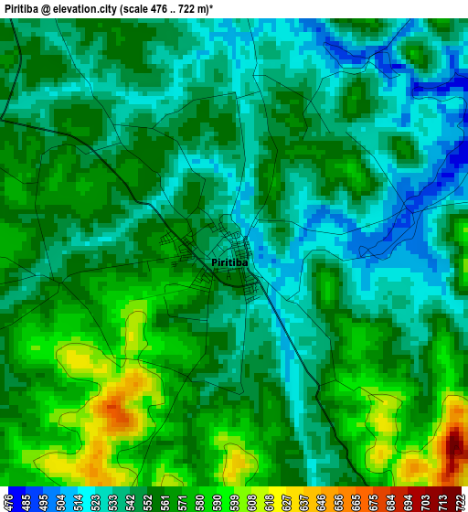 Piritiba elevation map