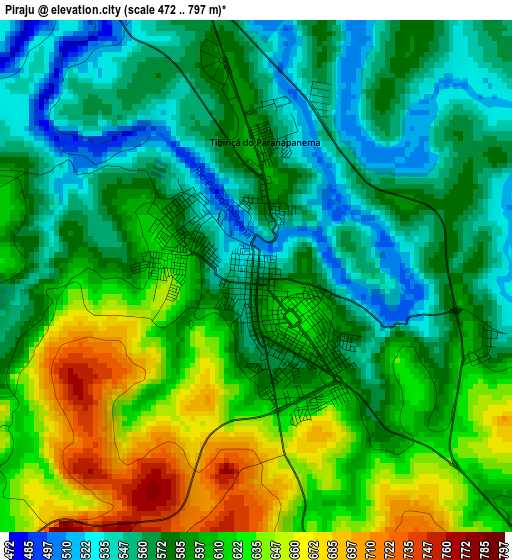 Piraju elevation map