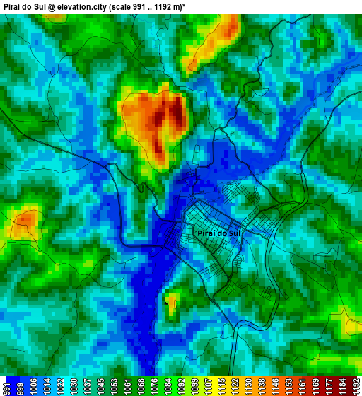 Piraí do Sul elevation map