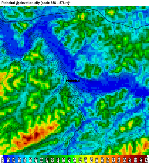 Pinheiral elevation map