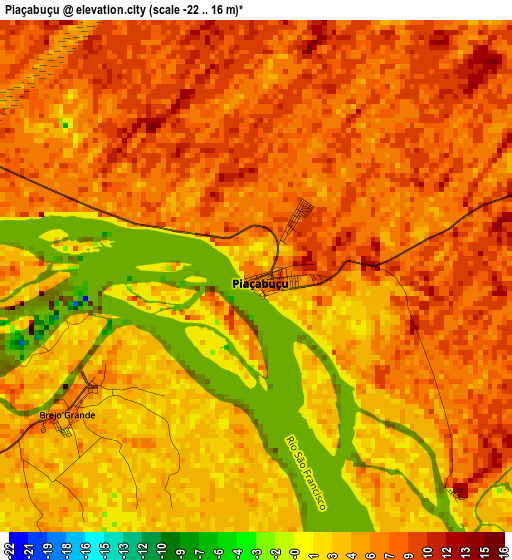 Piaçabuçu elevation map