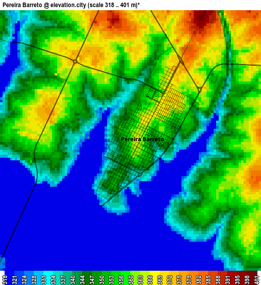 Pereira Barreto elevation map