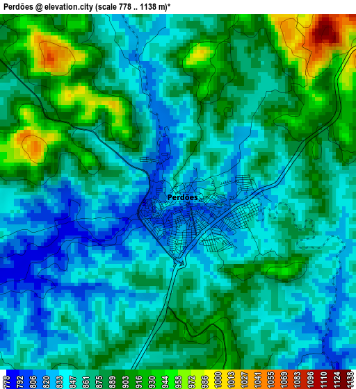 Perdões elevation map