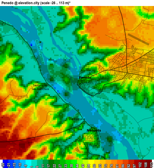 Penedo elevation map