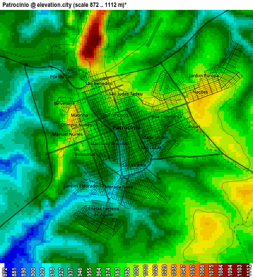 Patrocínio elevation map