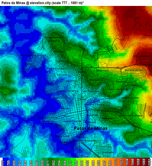 Patos de Minas elevation map