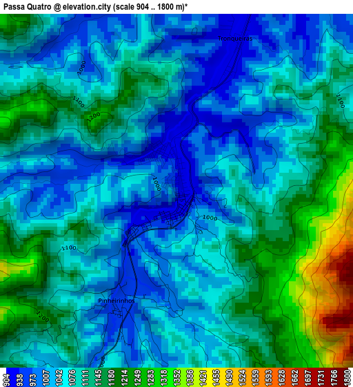 Passa Quatro elevation map