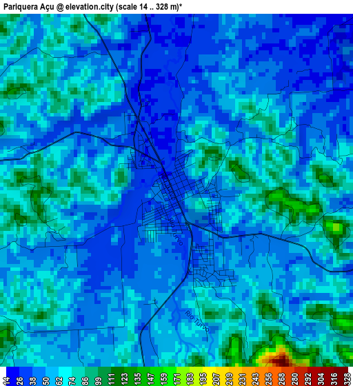 Pariquera Açu elevation map