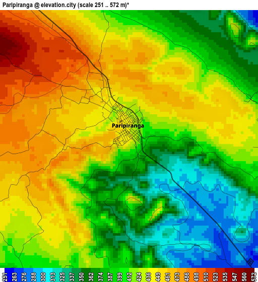 Paripiranga elevation map