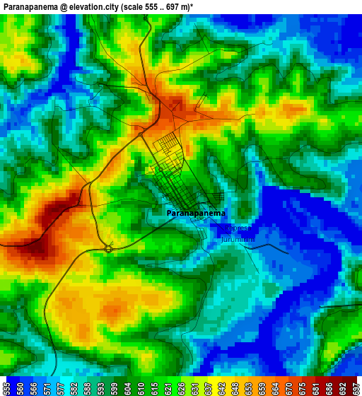 Paranapanema elevation map