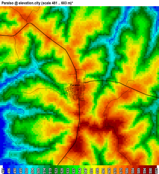 Paraíso elevation map