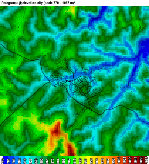 Paraguaçu elevation map