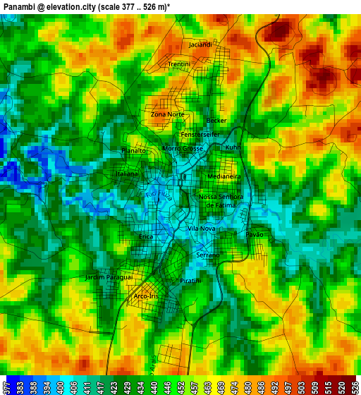 Panambi elevation map