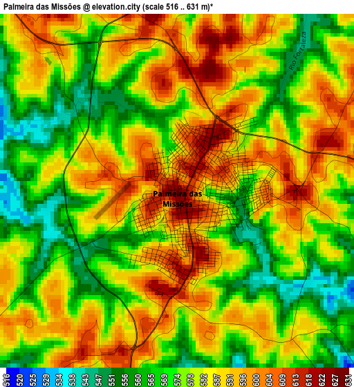 Palmeira das Missões elevation map