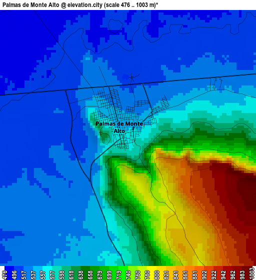 Palmas de Monte Alto elevation map