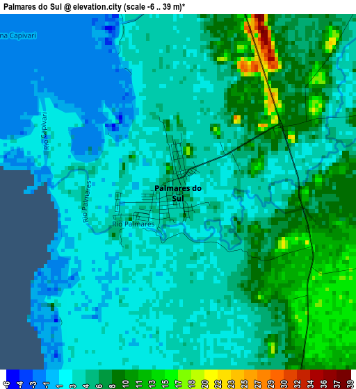 Palmares do Sul elevation map