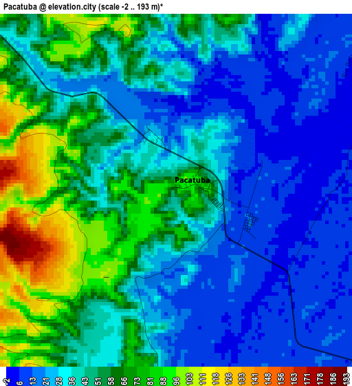 Pacatuba elevation map