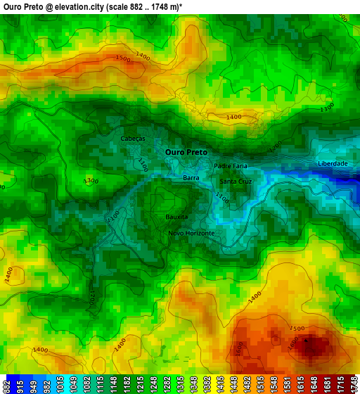 Ouro Preto elevation map