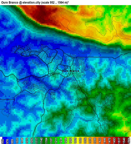 Ouro Branco elevation map