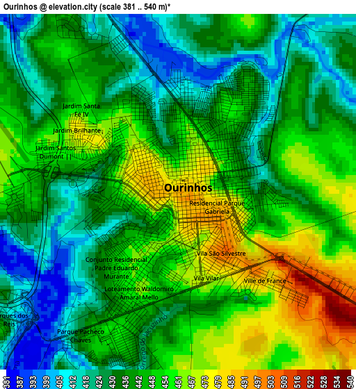 Ourinhos elevation map