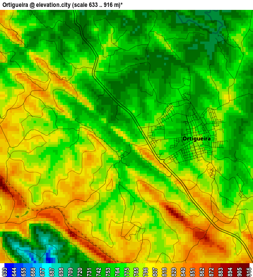 Ortigueira elevation map