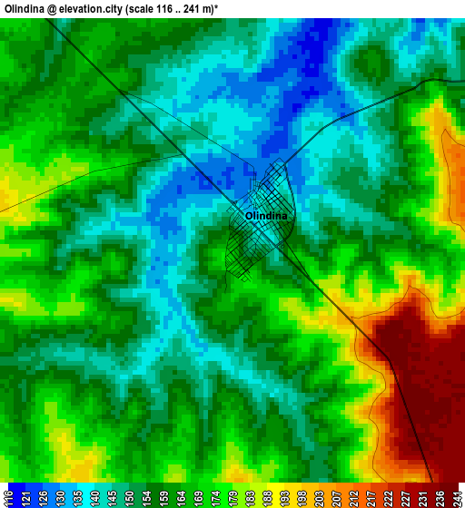 Olindina elevation map