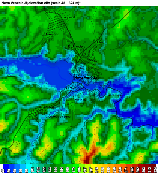 Nova Venécia elevation map