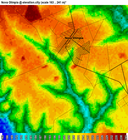 Nova Olímpia elevation map