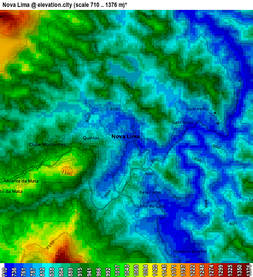 Nova Lima elevation map
