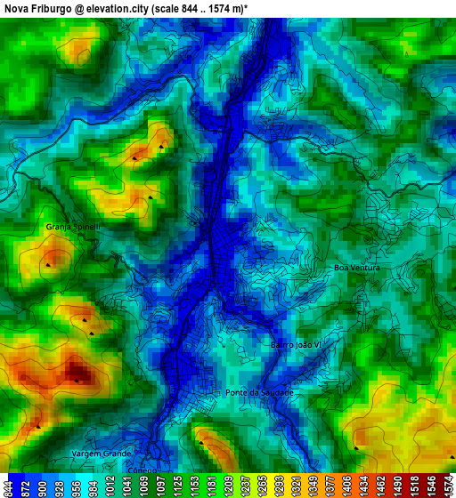 Nova Friburgo elevation map