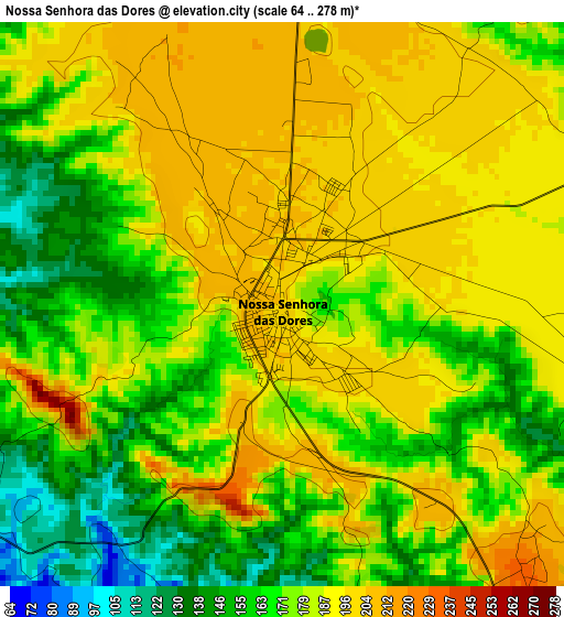 Nossa Senhora das Dores elevation map