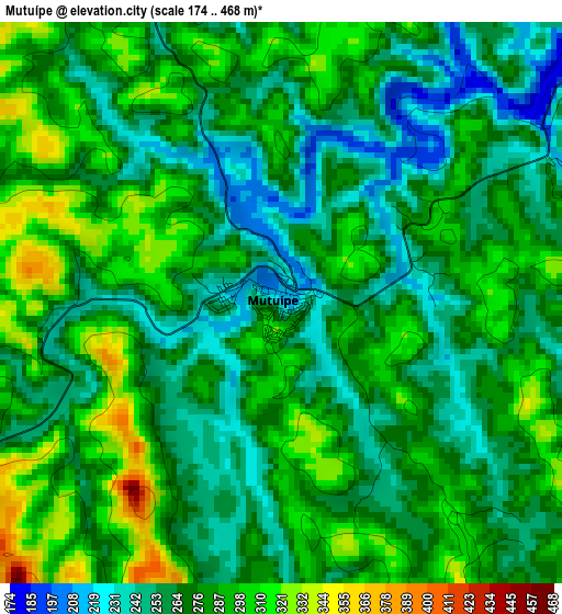 Mutuípe elevation map