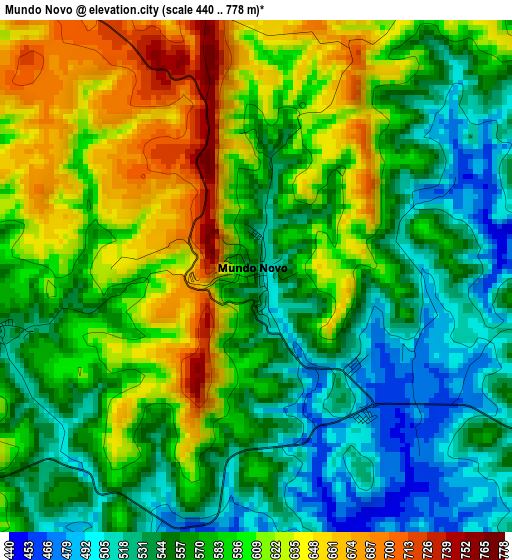 Mundo Novo elevation map