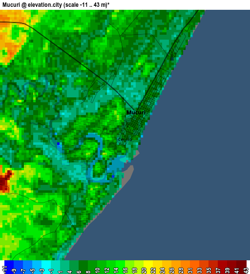 Mucuri elevation map