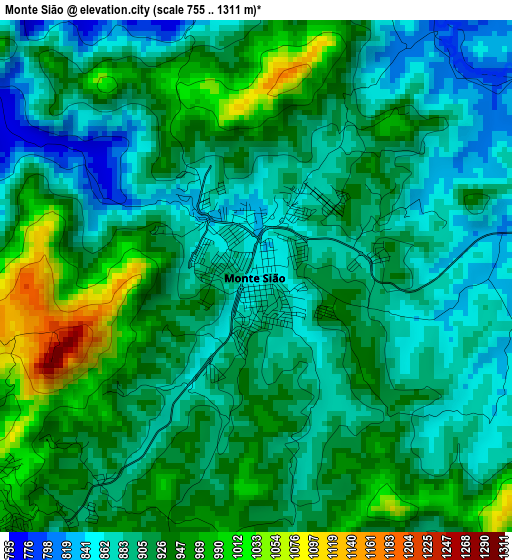 Monte Sião elevation map