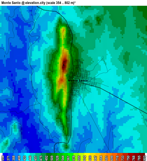 Monte Santo elevation map