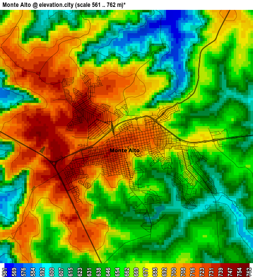 Monte Alto elevation map