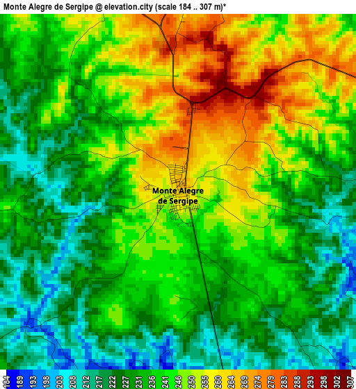 Monte Alegre de Sergipe elevation map